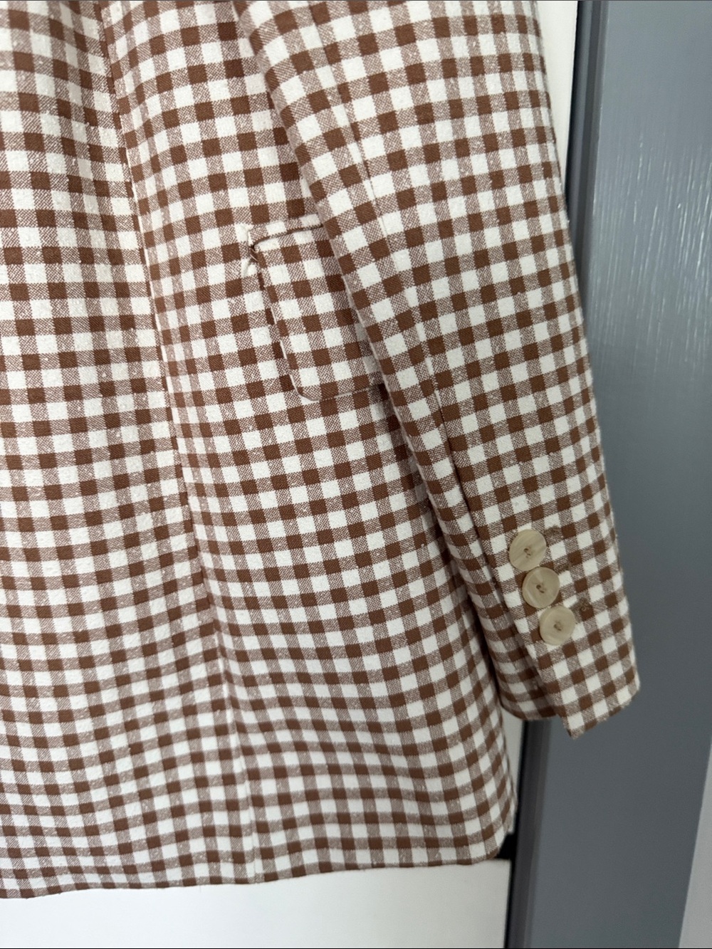 Mango Brown and White Gingham Blazer - Picture 6 of 7